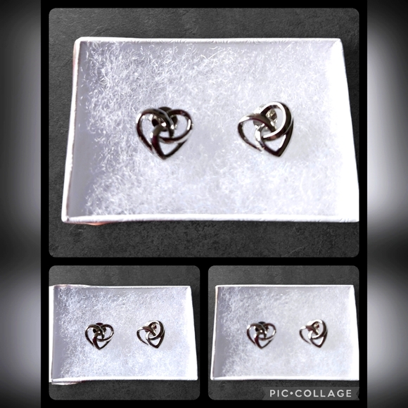 Heart Celtic Knot Stud Earrings Sterling Silver 925 NIB - Picture 1 of 4